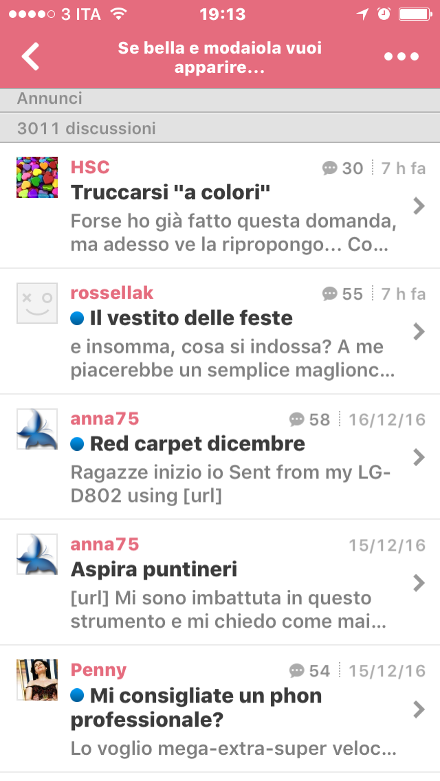 Immagine dal forum di Mammeonline dedicato a moda e bellezza